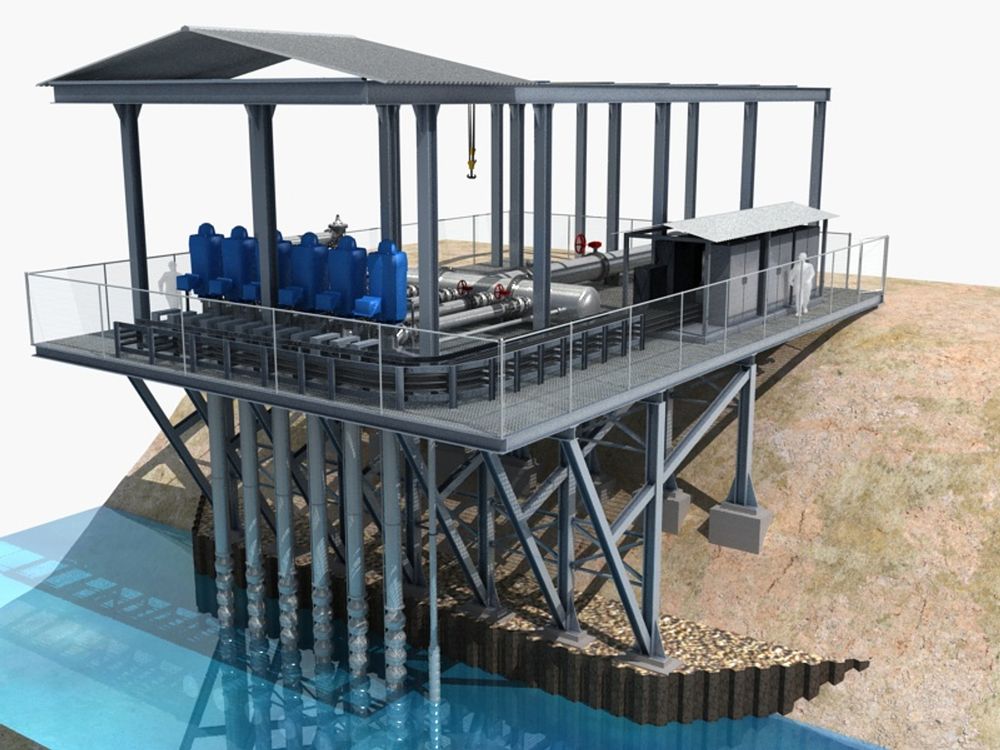 Pumping station for pumping water