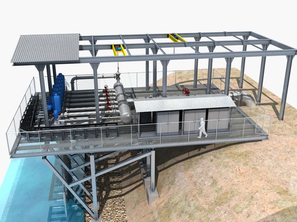 Pumping station for pumping water
