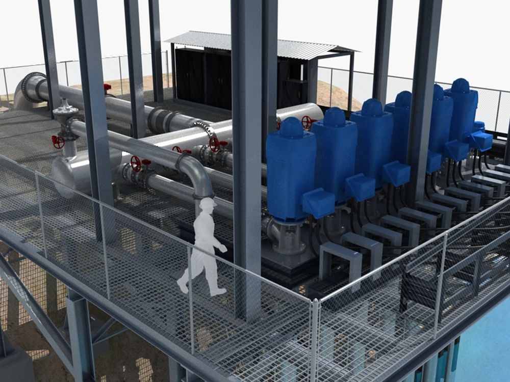 Pumping station for pumping water
